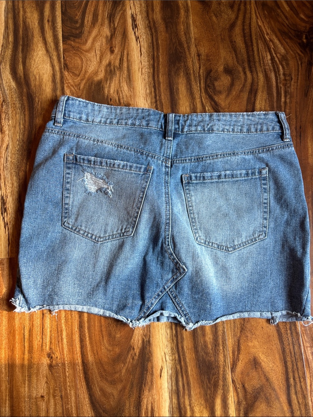 Maurices Light Blue Denim Mini Skirt with Raw Hem - Picture 6 of 8